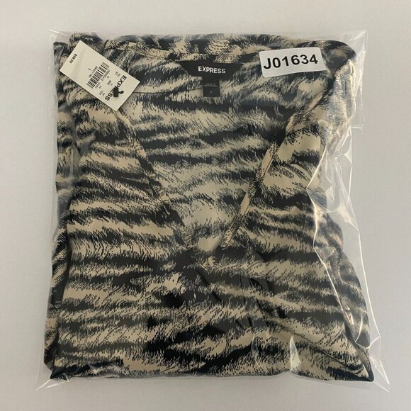 Express Animal Print Puff Sleeve Blouse Size Large V Neck Long Sleeve - Picture 11 of 11